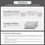 Rattaner 6 Pcs Outdoor Furniture Sets Patio Furniture Set with 45" Fire Pit Patio Couch Outdoor Chairs 60000 BTU Steel Propane Fire Pit Table No-Slip Cushions and Waterproof Covers, Light Grey - Image 7