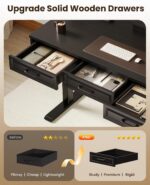 OffiGo Electric Standing Desk with 3 Wooden Drawers, 48 Inch Height Adjustable Desk with Power Outlets & LED Lights, Black Sit Stand Table with Monitor Stand for Home, Office, Workstation - Image 6