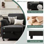 Vongrasig Convertible Sectional Couches, 3 Seat L Shaped Couch Sofa with Removable Pillows Soft Corduroy Fabric Small Couch Mid Century for Living Room, Apartment and Office Black - Image 5