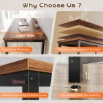 Huuger 55 x 24 inch Desk with Power Outlets & USB-C, Deeper & Thicker Desktop, Robust Metal Tubes, Computer Desk, Heavy Duty Office Desk, Work Gaming Desk for Home Office, Rustic Brown - Image 9