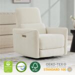 CHITA Power Recliner Chair Swivel Glider, FSC Certified Upholstered Living Room Nursery Reclining Sofa Chair with Lumbar Support, Linen - Image 5