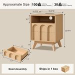 Oak&Sparrow Nightstands Set of 2, Mid Century Modern Arched Bedside Table with Charging Station, 2 Drawer Wood End Table for Bedroom, Natural Oak - Image 3