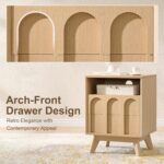 Oak&Sparrow Nightstands Set of 2, Mid Century Modern Arched Bedside Table with Charging Station, 2 Drawer Wood End Table for Bedroom, Natural Oak - Image 4