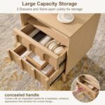 Oak&Sparrow Nightstands Set of 2, Mid Century Modern Arched Bedside Table with Charging Station, 2 Drawer Wood End Table for Bedroom, Natural Oak - Image 6
