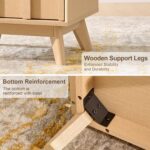 Oak&Sparrow Nightstands Set of 2, Mid Century Modern Arched Bedside Table with Charging Station, 2 Drawer Wood End Table for Bedroom, Natural Oak - Image 8