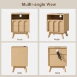 Oak&Sparrow Nightstands Set of 2, Mid Century Modern Arched Bedside Table with Charging Station, 2 Drawer Wood End Table for Bedroom, Natural Oak - Image 9