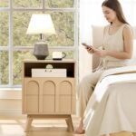 Oak&Sparrow Nightstands Set of 2, Mid Century Modern Arched Bedside Table with Charging Station, 2 Drawer Wood End Table for Bedroom, Natural Oak - Image 10