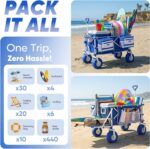 Sekey Heavy Duty Beach Wagon with 9" Big Sand-Proof Wheels, 300L Oversized Foldable Beach Cart with Cooler| Adjustable Handle & Balloon Tires for Sand, Camping,Vacation - Image 6