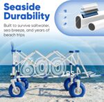 Sekey Heavy Duty Beach Wagon with 9" Big Sand-Proof Wheels, 300L Oversized Foldable Beach Cart with Cooler| Adjustable Handle & Balloon Tires for Sand, Camping,Vacation - Image 7