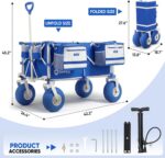 Sekey Heavy Duty Beach Wagon with 9" Big Sand-Proof Wheels, 300L Oversized Foldable Beach Cart with Cooler| Adjustable Handle & Balloon Tires for Sand, Camping,Vacation - Image 10