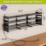 12 Cordless Drill Holder Large Power Tool Organizer Wall Mount with Side Pegboard & Screwdriver Holder, 4-Tier Heavy Duty Metal Tool Storage Rack with 4-Outlet Power Strip - Image 3