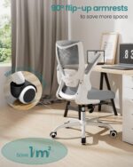 MUXX.STIL Office Chair, Ergonomic Desk Chair with Adjustable Lumbar Support and Flip up Armrest, Breathable Mesh Computer Chair for Home Office, Gray - Image 4