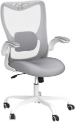 MUXX.STIL Office Chair, Ergonomic Desk Chair with Adjustable Lumbar Support and Flip up Armrest, Breathable Mesh Computer Chair for Home Office, Gray - Image 5