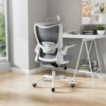 MUXX.STIL Office Chair, Ergonomic Desk Chair with Adjustable Lumbar Support and Flip up Armrest, Breathable Mesh Computer Chair for Home Office, Gray - Image 7