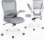MUXX.STIL Office Chair, Ergonomic Desk Chair with Adjustable Lumbar Support and Flip up Armrest, Breathable Mesh Computer Chair for Home Office, Gray - Image 8