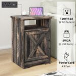 AMERLIFE 4-Piece Farmhouse Table Set Includes Sliding Barn Door TV Stand, Coffee Table& Two End Tables, Side Table with Charging Station and USB Ports, for Living Room, Dark Oak, 66" - Image 5