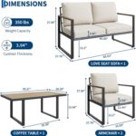 Garvee Outdoor Patio Furniture Set, 4-Piece Outdoor Conversation Sofa Set, Lawn Furniture with Coffee Table & Washable Thick Cushions,Seating Sofa for Garden, Deck, Backyard,Beige - Image 3