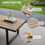Garvee Outdoor Patio Furniture Set, 4-Piece Outdoor Conversation Sofa Set, Lawn Furniture with Coffee Table & Washable Thick Cushions,Seating Sofa for Garden, Deck, Backyard,Beige - Image 4