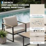 Garvee Outdoor Patio Furniture Set, 4-Piece Outdoor Conversation Sofa Set, Lawn Furniture with Coffee Table & Washable Thick Cushions,Seating Sofa for Garden, Deck, Backyard,Beige - Image 5