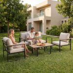 Garvee Outdoor Patio Furniture Set, 4-Piece Outdoor Conversation Sofa Set, Lawn Furniture with Coffee Table & Washable Thick Cushions,Seating Sofa for Garden, Deck, Backyard,Beige - Image 6