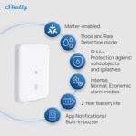 Shelly Flood Gen4, WiFi, Bluetooth, Zigbee, Matter Smart Flood Sensor with Leak Sensor Cable, Alexa, SmartThings, Google Home, Apple HomeKit Compatible, Flood and Rain Detection, Easy to Use, IP44 - Image 6