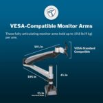 Vari Dual Monitor Arm - VESA Monitor Mount w/ 360 Degree Adjustment - Monitors up to 27 inches, 19.8 lbs - Double Monitor Arms with Full Adjustability - Computer Monitor Stand for Home or Office - Image 6