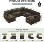 110" Sectional Couches with Double Chaises, Comfy Deep Dual-Layer Cushion Couch, 9 Seater Oversize Couch, Modern Modular Sofa, Chenille Sofas for Living Room, Apartment, Brown - Image 3