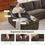 110" Sectional Couches with Double Chaises, Comfy Deep Dual-Layer Cushion Couch, 9 Seater Oversize Couch, Modern Modular Sofa, Chenille Sofas for Living Room, Apartment, Brown - Image 6