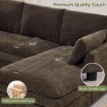 110" Sectional Couches with Double Chaises, Comfy Deep Dual-Layer Cushion Couch, 9 Seater Oversize Couch, Modern Modular Sofa, Chenille Sofas for Living Room, Apartment, Brown - Image 7