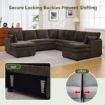 110" Sectional Couches with Double Chaises, Comfy Deep Dual-Layer Cushion Couch, 9 Seater Oversize Couch, Modern Modular Sofa, Chenille Sofas for Living Room, Apartment, Brown - Image 8