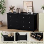 Shahoo Black Dresser for Bedroom with 6 Drawers, 47.2" Wide Chest Storage Organizer and TV Stand for Living Room, Closet, Hallway, Dormitory - Image 4