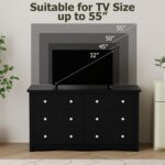 Shahoo Black Dresser for Bedroom with 6 Drawers, 47.2" Wide Chest Storage Organizer and TV Stand for Living Room, Closet, Hallway, Dormitory - Image 6