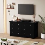 Shahoo Black Dresser for Bedroom with 6 Drawers, 47.2" Wide Chest Storage Organizer and TV Stand for Living Room, Closet, Hallway, Dormitory - Image 7