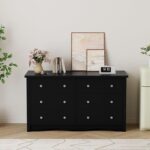 Shahoo Black Dresser for Bedroom with 6 Drawers, 47.2" Wide Chest Storage Organizer and TV Stand for Living Room, Closet, Hallway, Dormitory - Image 8