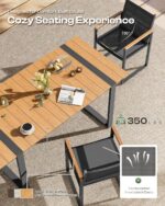 Outdoor Dining Set, HDPS + Aluminum Patio Table and Chairs Set with U-Shaped Base, 7 Piece Outdoor Furniture Set with Umbrella Hole, Patio Dining Table Set for Garden, Backyard (Gray-Teak) - Image 4
