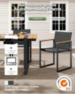 Outdoor Dining Set, HDPS + Aluminum Patio Table and Chairs Set with U-Shaped Base, 7 Piece Outdoor Furniture Set with Umbrella Hole, Patio Dining Table Set for Garden, Backyard (Gray-Teak) - Image 5