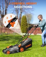 DOVAMAN 13Amp 16" Lawn Mower, 98% Collection, 13.2-Gallon Bag, 5-Position Height Adjustment, 3-Step Quick Vertical Fold Storage, 2-in-1 Mulching & Bagging, Corded Lawn Mower for Your Garden - Image 6