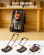 DOVAMAN 13Amp 16" Lawn Mower, 98% Collection, 13.2-Gallon Bag, 5-Position Height Adjustment, 3-Step Quick Vertical Fold Storage, 2-in-1 Mulching & Bagging, Corded Lawn Mower for Your Garden - Image 8