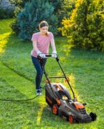 DOVAMAN 13Amp 16" Lawn Mower, 98% Collection, 13.2-Gallon Bag, 5-Position Height Adjustment, 3-Step Quick Vertical Fold Storage, 2-in-1 Mulching & Bagging, Corded Lawn Mower for Your Garden - Image 10