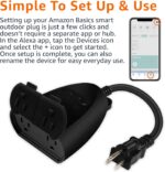 Amazon Basics Outdoor Smart Plug with 2 Individually Controlled Outlets, Works with Alexa Only, Voice Control, Weather Resistant, 2.4 GHz Wi-Fi, No Hub Required, Black - Image 3