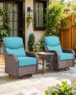 Luxury 6 Inch Smile Outdoor Cushions - 1 Set 24x24 Deep Seat Water-Resistant Patio Furniture Replacement Cushion for Wicker Wood Metal Chair Glider Rocker Loveseat Sofa - Turquoise - Image 3