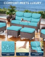 Luxury 6 Inch Smile Outdoor Cushions - 1 Set 24x24 Deep Seat Water-Resistant Patio Furniture Replacement Cushion for Wicker Wood Metal Chair Glider Rocker Loveseat Sofa - Turquoise - Image 6
