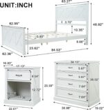 4 Piece Bedroom Set, Farmhouse Queen Size Bedroom Furniture Sets with Storage Nightstands and 1 Dresser, Bedroom Furniture Sets with Wooden Platform Bed Frame for Bedroom, White - Image 3