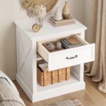 4 Piece Bedroom Set, Farmhouse Queen Size Bedroom Furniture Sets with Storage Nightstands and 1 Dresser, Bedroom Furniture Sets with Wooden Platform Bed Frame for Bedroom, White - Image 8