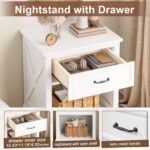 4 Piece Bedroom Set, Farmhouse Queen Size Bedroom Furniture Sets with Storage Nightstands and 1 Dresser, Bedroom Furniture Sets with Wooden Platform Bed Frame for Bedroom, White - Image 10