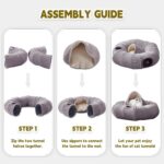 Cat Tunnel Bed for Indoor Cats,Cat Donut Tunnel Toy with Washable Circle Cushion,Blackout Tent, Multifunctional Playground Toys Hideplace for Kitty, Puppy, Rabbit,Ferret - Image 6