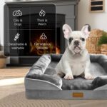 Spotted Play Orthopedic Dog Bed with Sides - Dog Sofa Beds for Medium Dogs, Supportive Foam Pet Couch Bed with Washable Removable Cover, Waterproof Lining and Non-Slip Bottom, Grey - M - Image 3