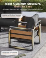 Aoxun Aluminum Patio Furniture Set, 5 Piece Luxury Outdoor Sectional with 6" Olefin Fabric Cushions, Patio Conversation Sets with Coffee Table and Waterproof Cover for Backyard, Porch Dark Grey - Image 5