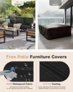 Aoxun Aluminum Patio Furniture Set, 5 Piece Luxury Outdoor Sectional with 6" Olefin Fabric Cushions, Patio Conversation Sets with Coffee Table and Waterproof Cover for Backyard, Porch Dark Grey - Image 9