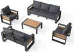 Aoxun Aluminum Patio Furniture Set, 5 Piece Luxury Outdoor Sectional with 6" Olefin Fabric Cushions, Patio Conversation Sets with Coffee Table and Waterproof Cover for Backyard, Porch Dark Grey - Image 10